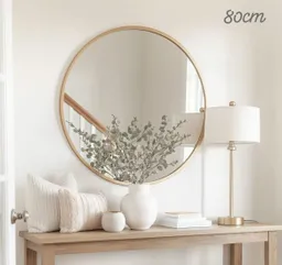 Espejo Circular Marco Metálico 80cm Dorado