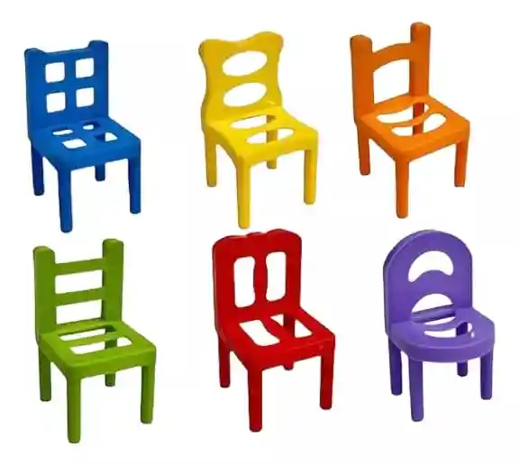 Juego De Mesa Apilar Sillas Torre 42 Pcs Colores Chair Stack