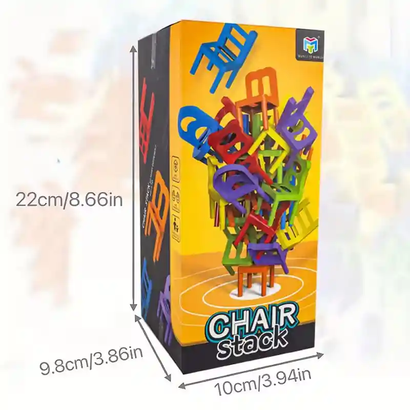 Juego De Mesa Apilar Sillas Torre 42 Pcs Colores Chair Stack