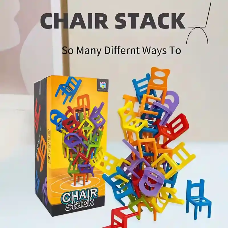 Juego De Mesa Apilar Sillas Torre 42 Pcs Colores Chair Stack