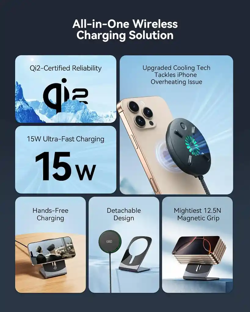 Cargador Magnetico Soporte Inalambrico 15w Iniu Para Iphone