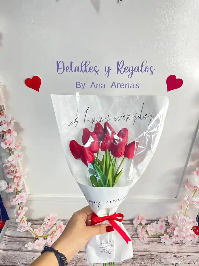 Ramo Eco De 10 Tulipanes Artificiales 🌹