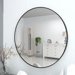 Espejo Circular Marco Metálico Moderno 60 Cm Negro