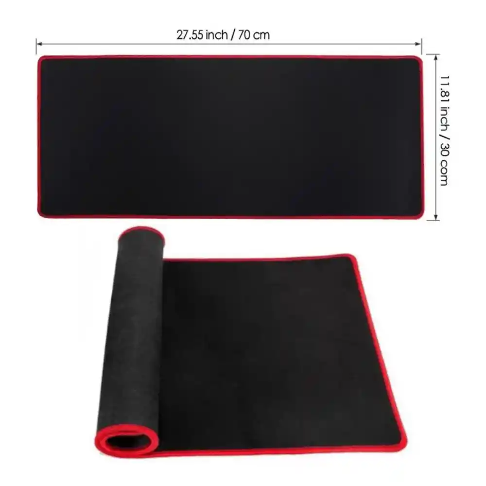 Pad Mouse Negro 70x30cm Con Bordes Rojos