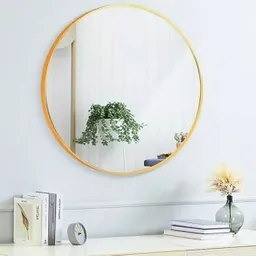Espejo Circular Marco Metálico Moderno 60 Cm Dorado