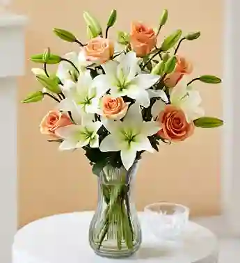 Jarron De Lirios Con Rosas