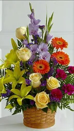 Canasta Redonda Mix De Flores