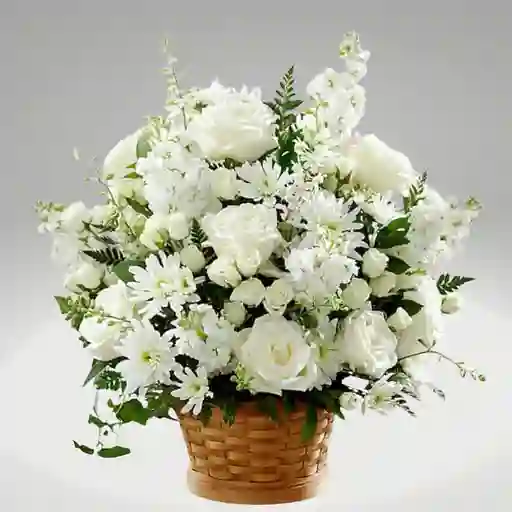 Canasta De Mix De Flores Blancas