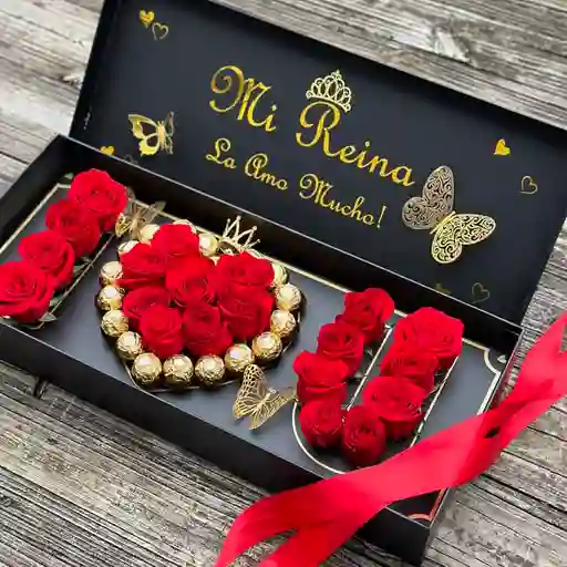 Caja I Love You De Rosas Rojas Con Chocolates