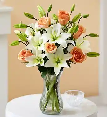 Jarron De Lirios Con Rosas
