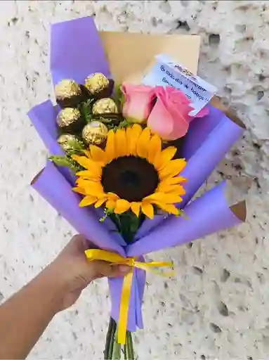 Bouquet Girasol Con Chocolates