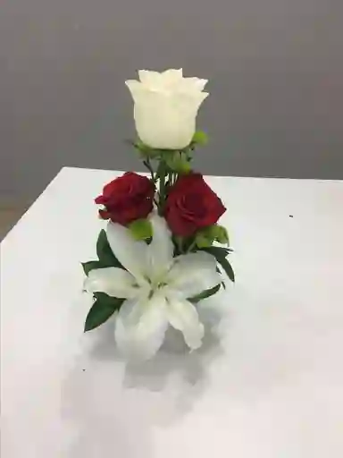 Caja Mini De Rosas Con Lirio