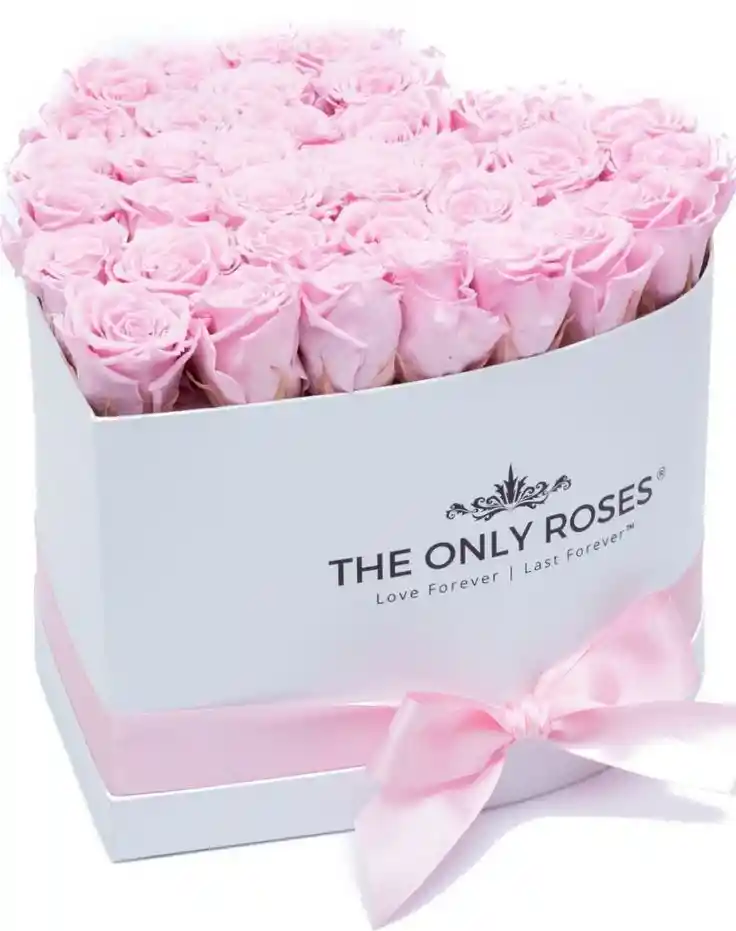 Caja De Corazon Con Rosas Rosadas