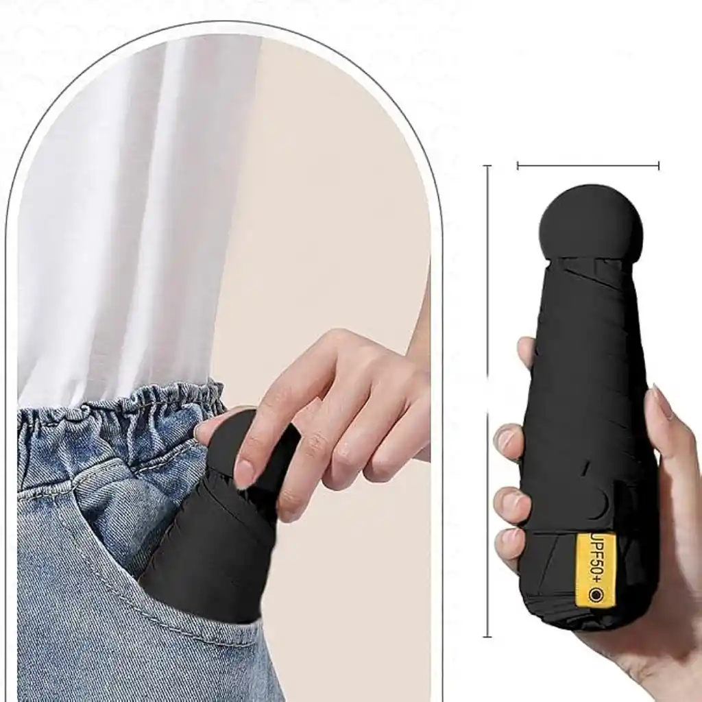 Sombrilla Mini Paraguas De Bolsillo Con Funda Y Filtro Uv