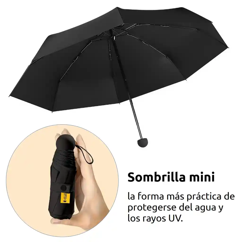 Sombrilla Azul Mini Paraguas De Bolsillo Con Funda Y Filtro Uv