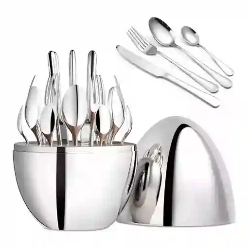 Kit De Cubiertos Con Estuche - Elegancia En Huevo Dorado