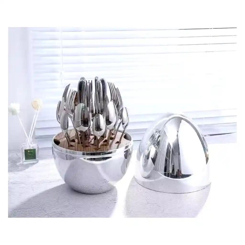 Kit De Cubiertos Con Estuche - Elegancia En Huevo Dorado