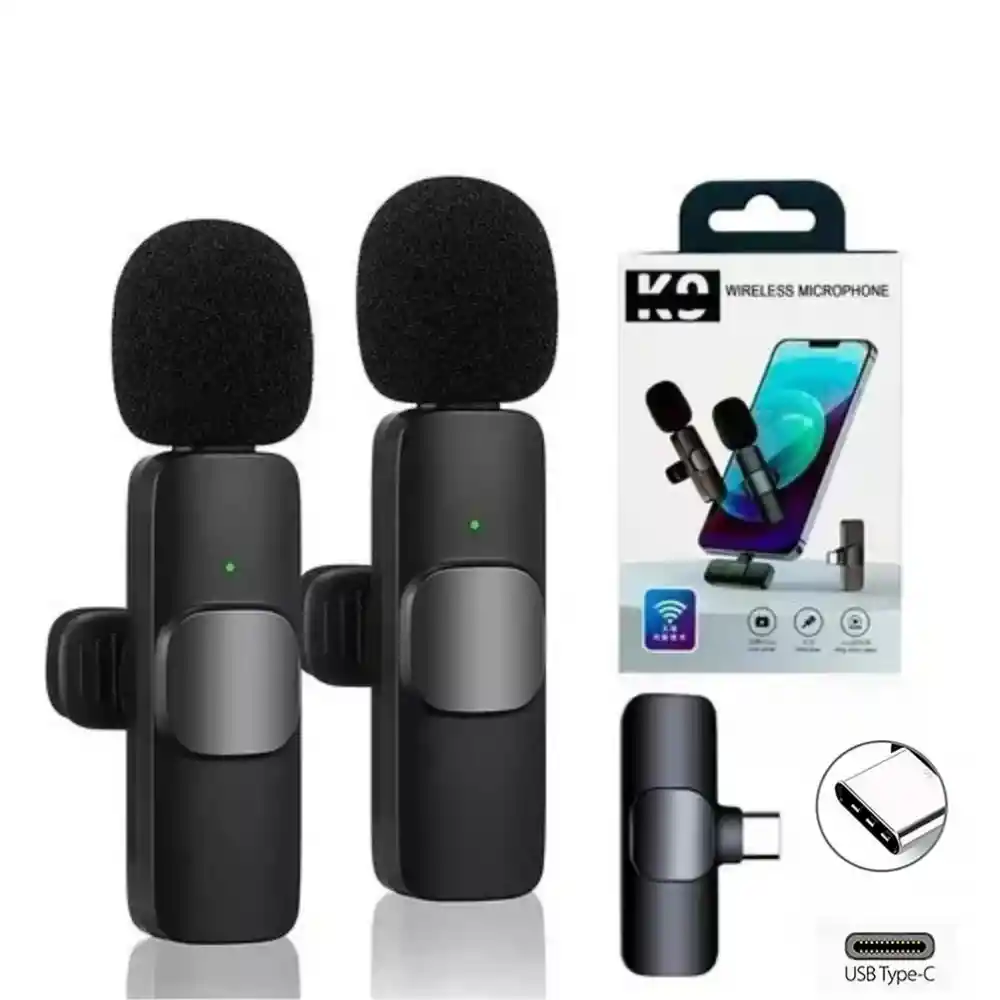 Microfono De Solapa Inalambrico K9 2 En 1 Para Android Tipo C