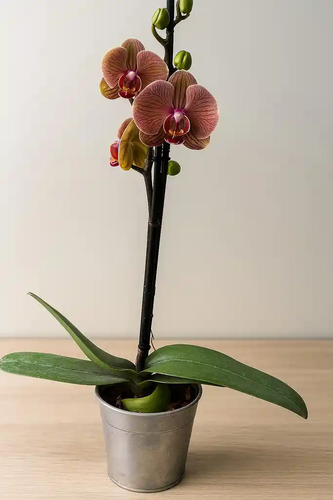 Orquídea Naranja Con Vetas Rojas X1 Tallo