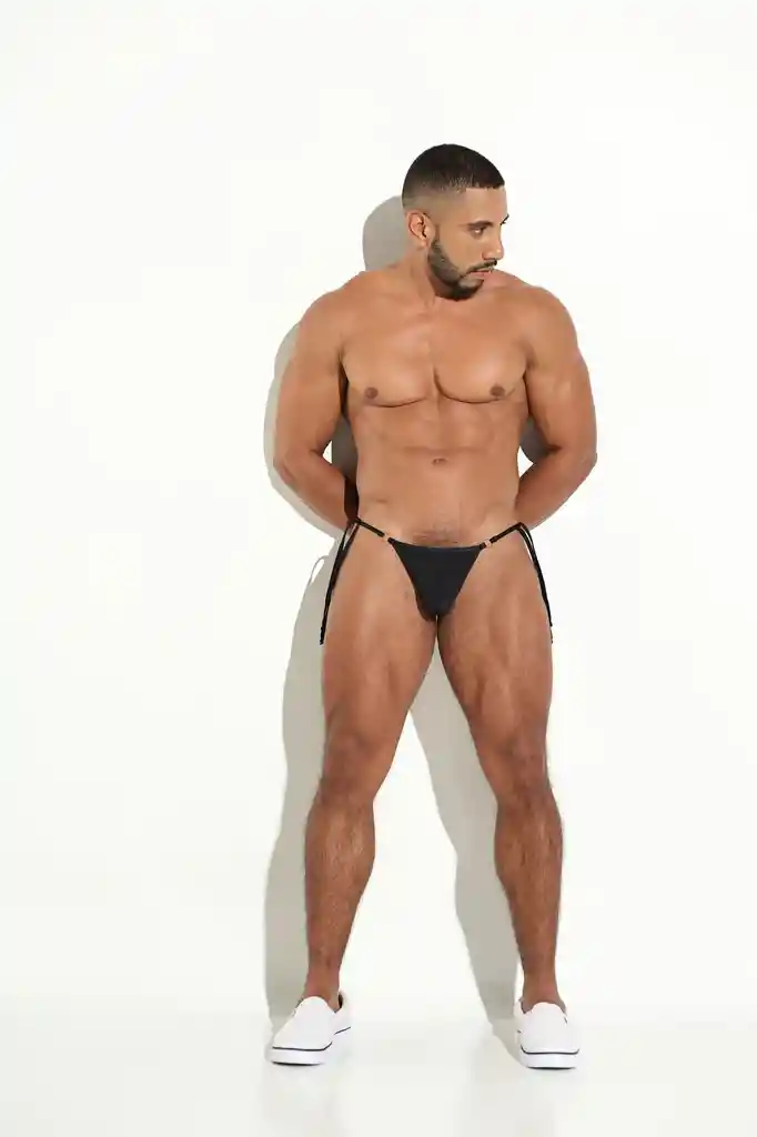 Talla Xl Bali Middle Thong Tanga Hilo Hombre Negro Microfibra Blokes