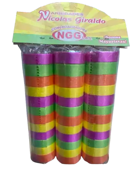 Serpentina - Rosado, Verde, Naranja, Y Amarillo X 1 Paq