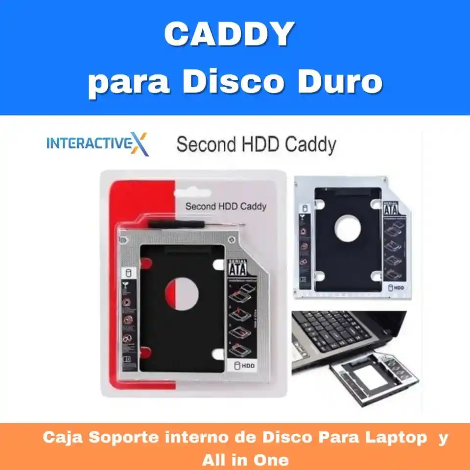 Caddy Adaptador Segundo Disco Duro Sata Ssd Cd Dvd/ Rack Disco / Porta Unidades Sata