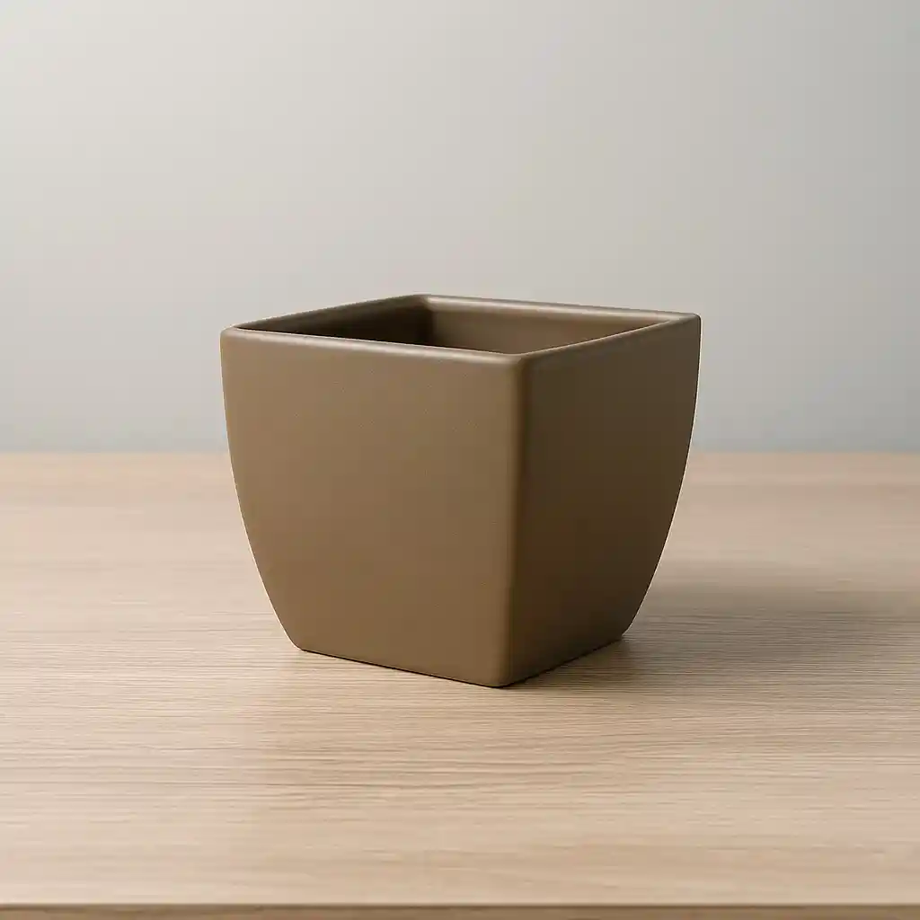 Maceta Cuadrada Taupe Mate