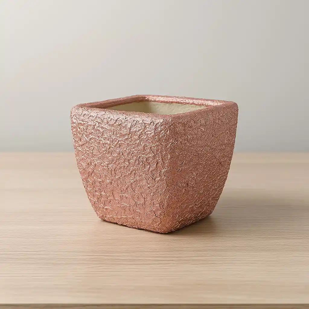 Maceta Cuadrada Rosé Texturizada