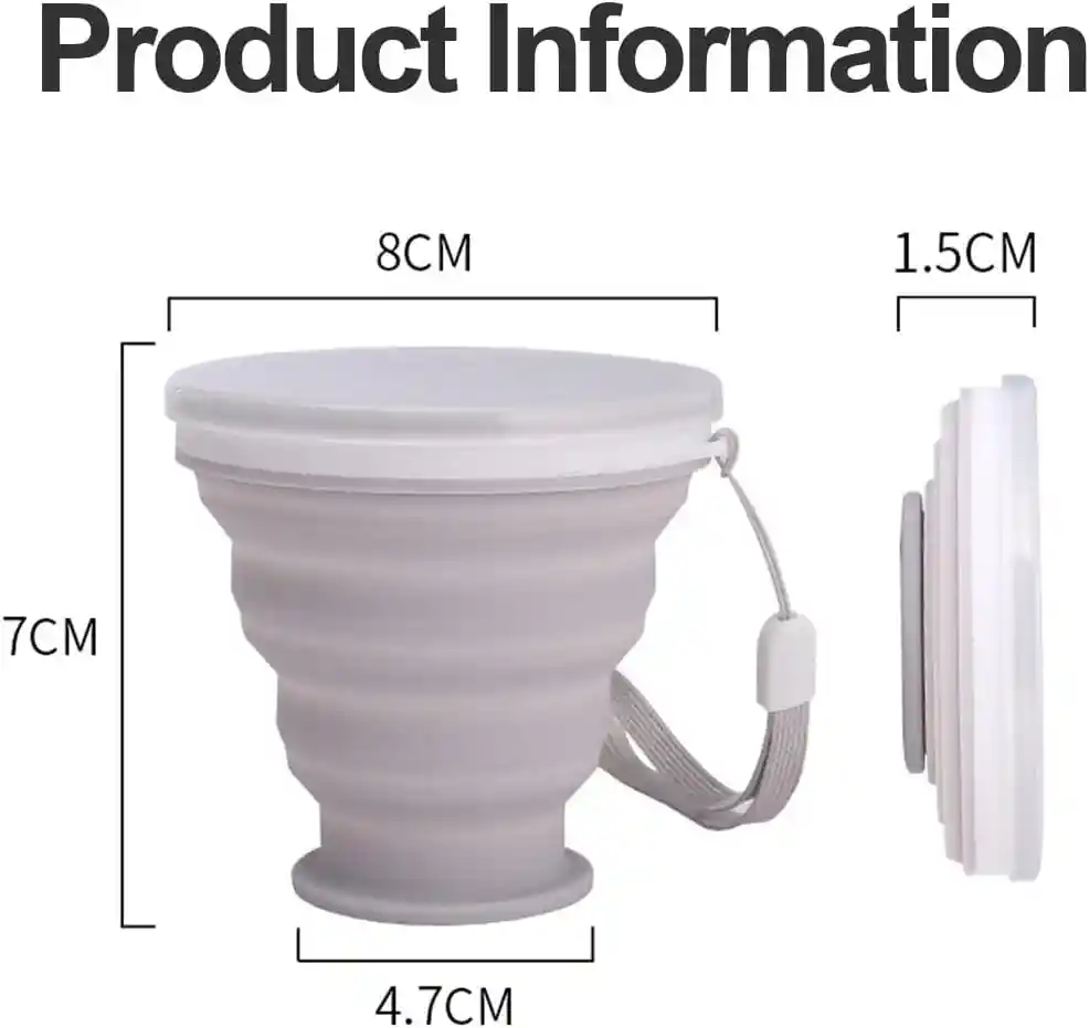 Vaso Plegable De Silicona Con Tapa Portable Reusable 270 Ml