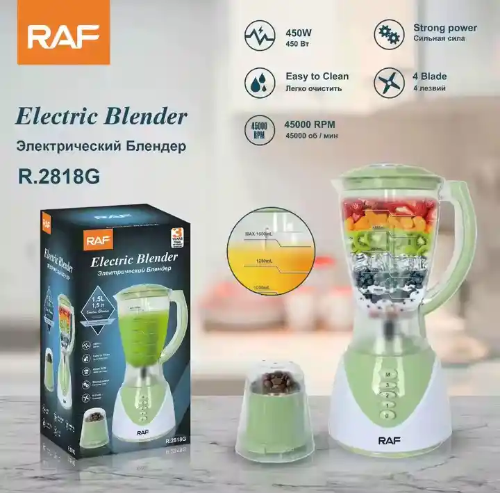 Licuadora Raf De 1.5l 3 Velocidades Jarro De Plastico