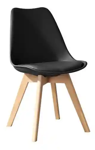 Silla Moderna Plástica Acolchada Con Patas En Madera 78x46 Cm