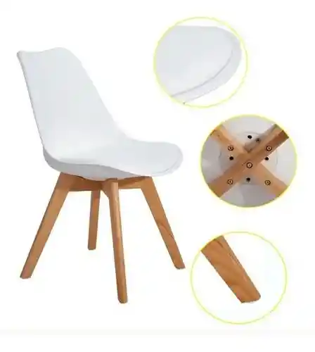 Silla Moderna Plástica Acolchada Con Patas En Madera 78x46 Cm