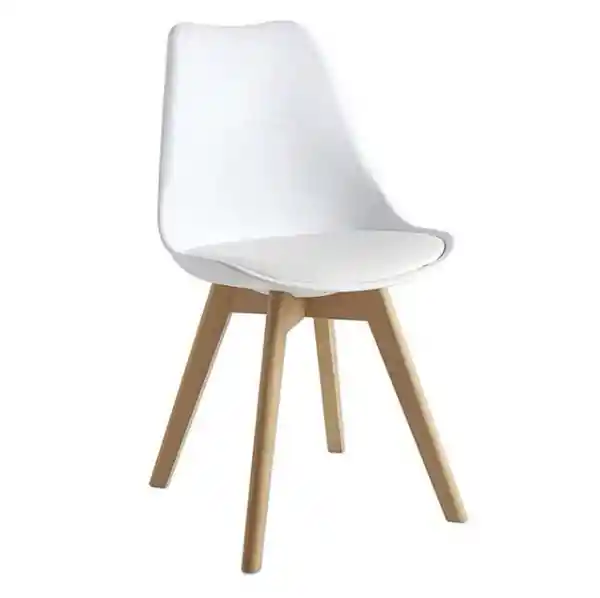 Silla Moderna Plástica Acolchada Con Patas En Madera 78x46 Cm