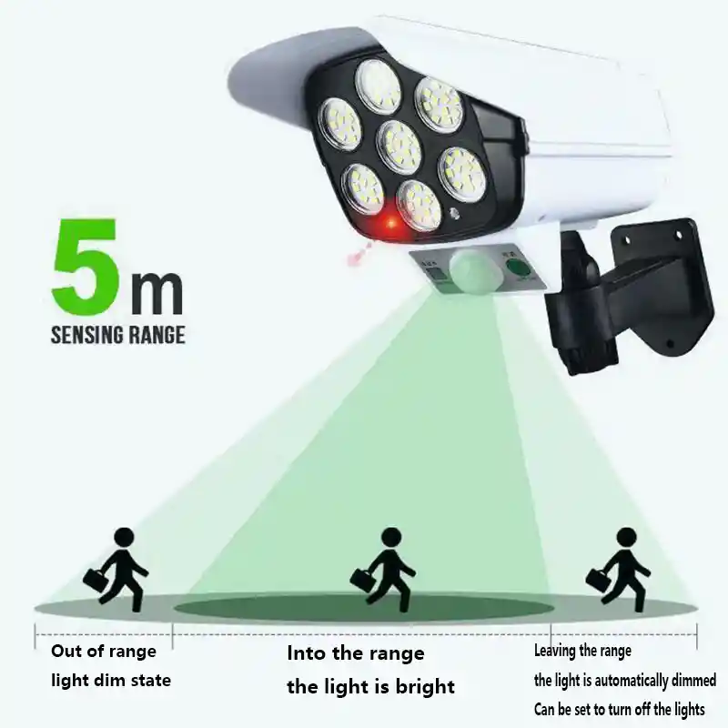 Cámara Falsa Con Energía Solar Y 77 Led – Incluye Control Remoto