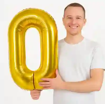 Globo Número 0 Grande Dorado Metalizado (80 Cm / 32"")