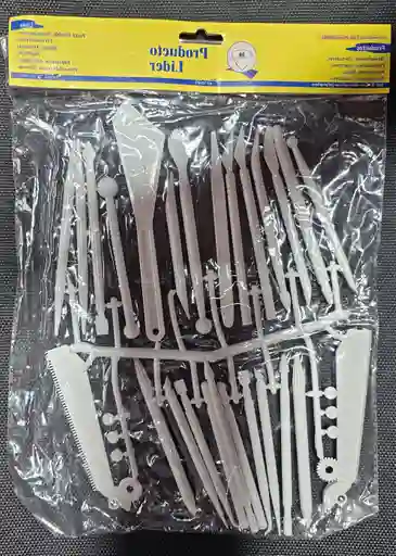 Kit De 28 Ascesorios Plasticos Blancos Para Pasta Flexible Y Porcelanicron Arte Manualidades