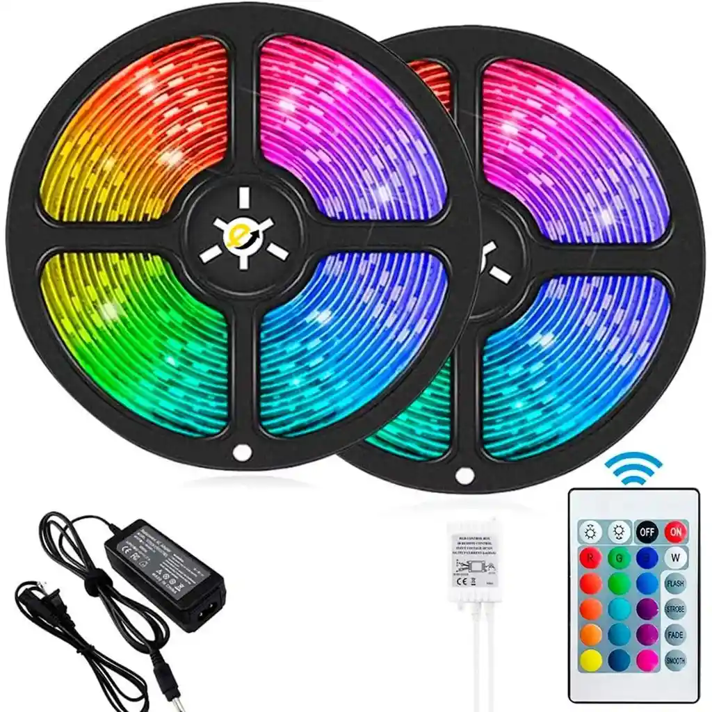 Cinta Luz Led 10 Metros Bluetooth + Control Remoto Rgb 2 Rollos