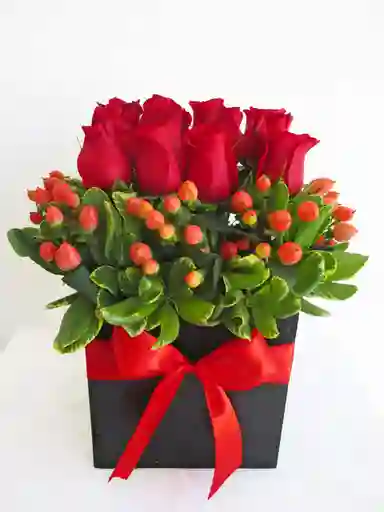 Flores En Caja De Rosas Rojas