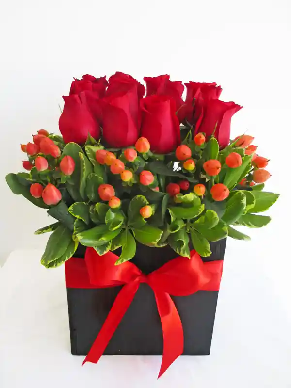 Flores En Caja De Rosas Rojas
