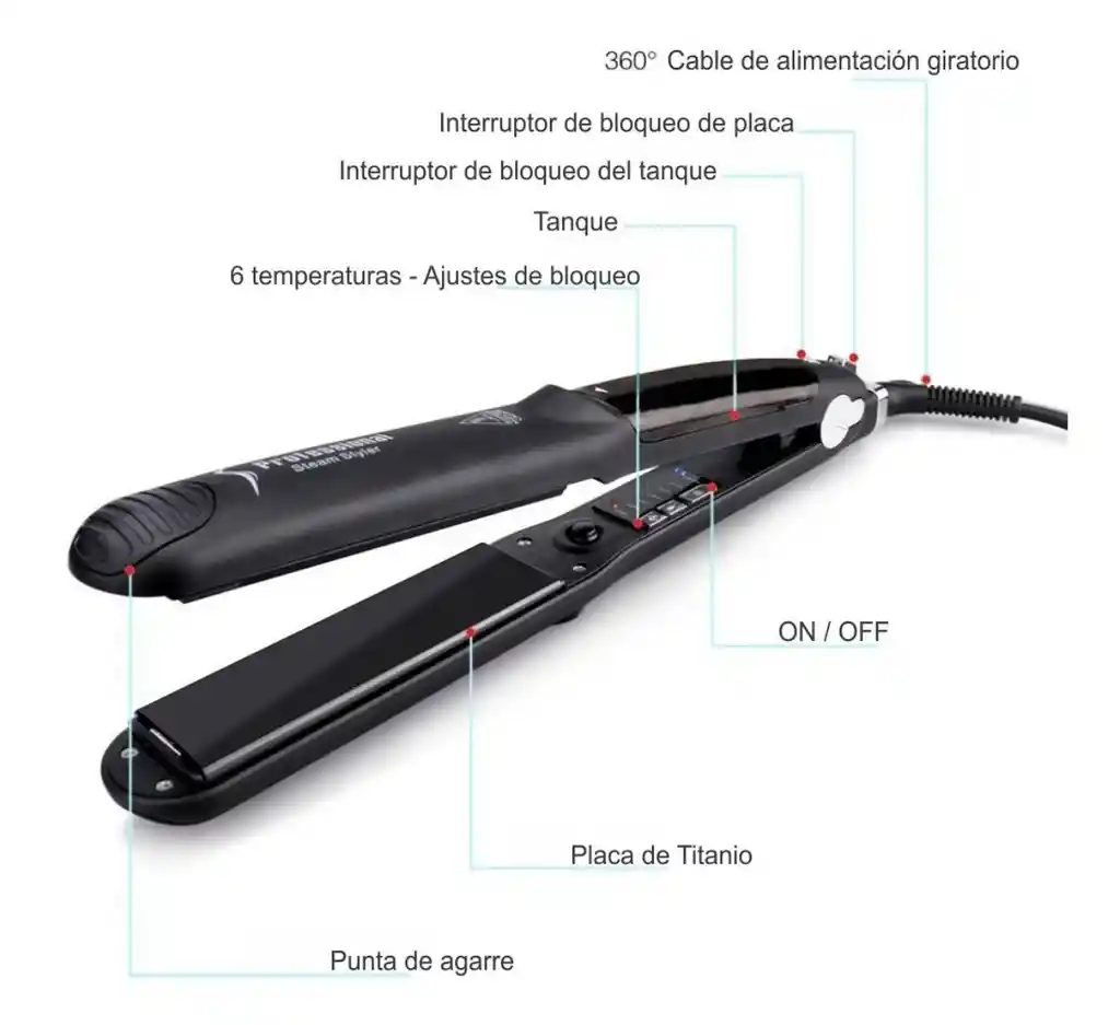 Plancha De Pelo A Vapor Keratina Y Argán Profesional 450f