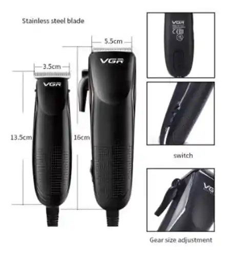 Combo Peluquera + Patillera Profesional Vgr 023 Peluquería Set Alámbrico