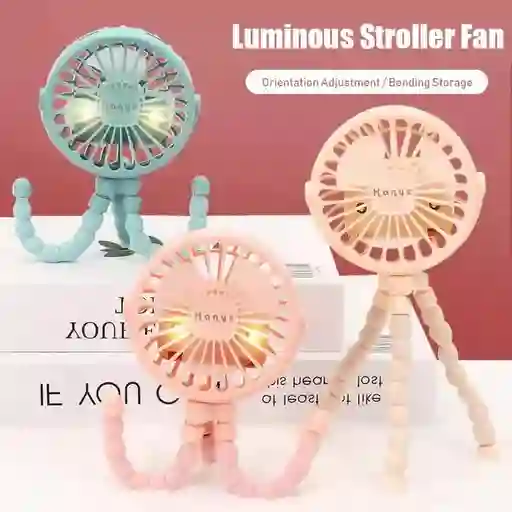 Mini Ventilador Flexible Portatil Recargable Luz Led Viajes