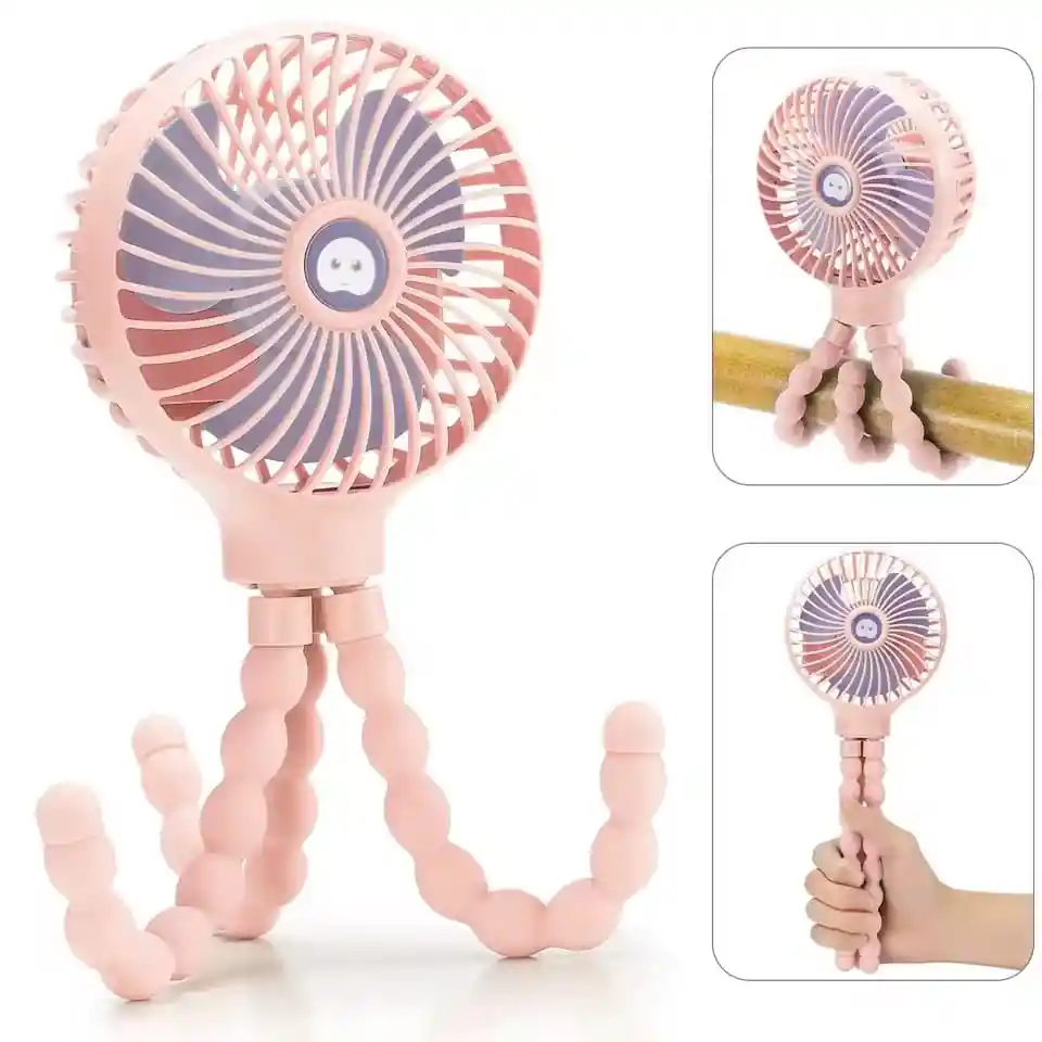 Mini Ventilador Flexible Portatil Recargable Luz Led Viajes
