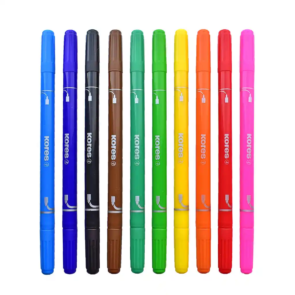 Plumones Kores Doble Punta 10 Colores
