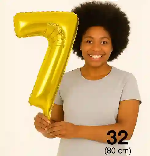 Globo Numero 7 Siete Dorado Grande Metalizado (32" / 80cm)