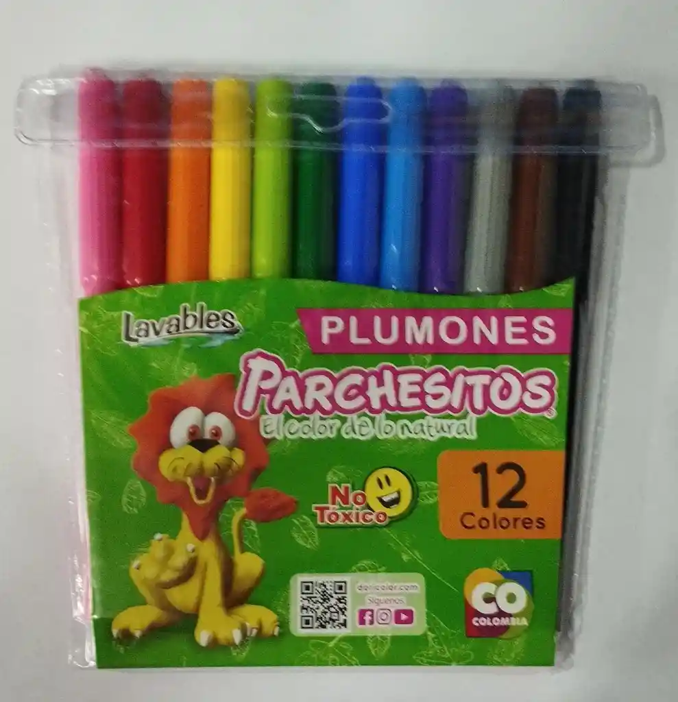 Plumones Parchesitos Lavables X 12 Colores