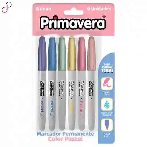 Marcador Permanente Punta Delgada Primavera Pastel X6