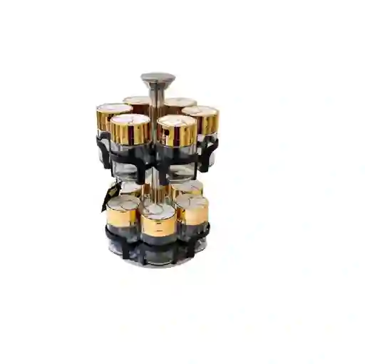 Set Especiero Condimentero En Vidrio X12 En Acero Inoxidable