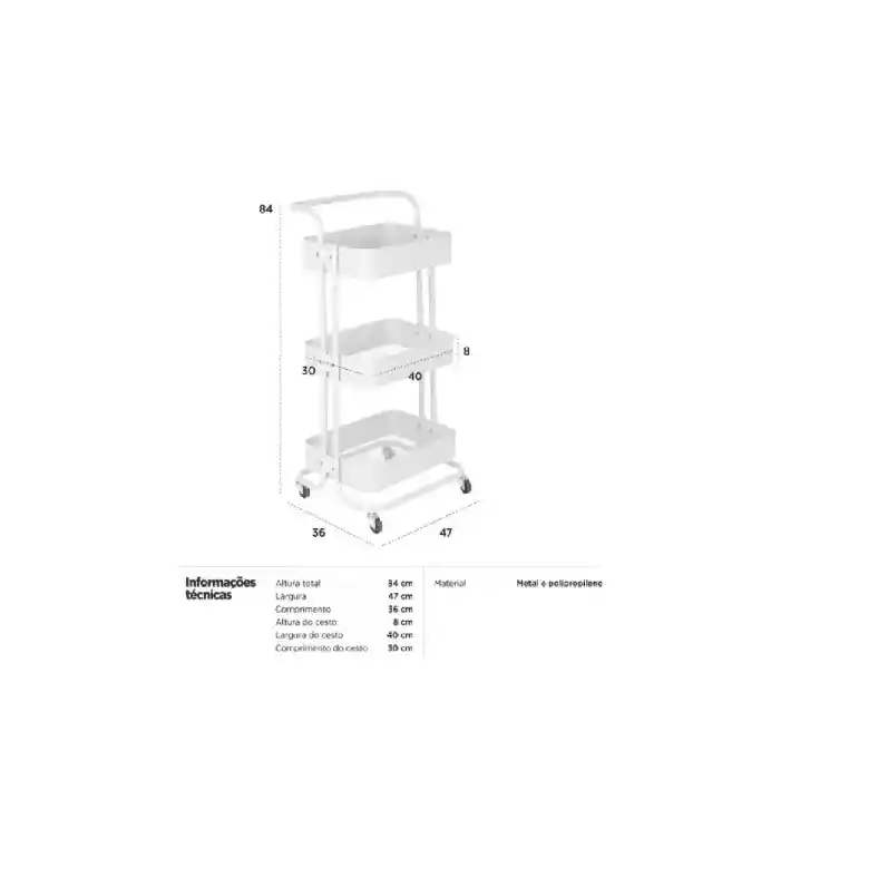 Carro Organizador Mueble Estante De Almacenamiento 3 Niveles
