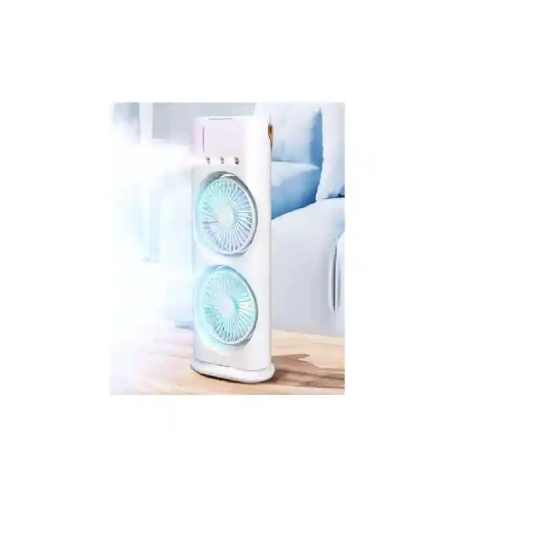 Ventilador Doble Cabezal Portatil Recargable Humidificador